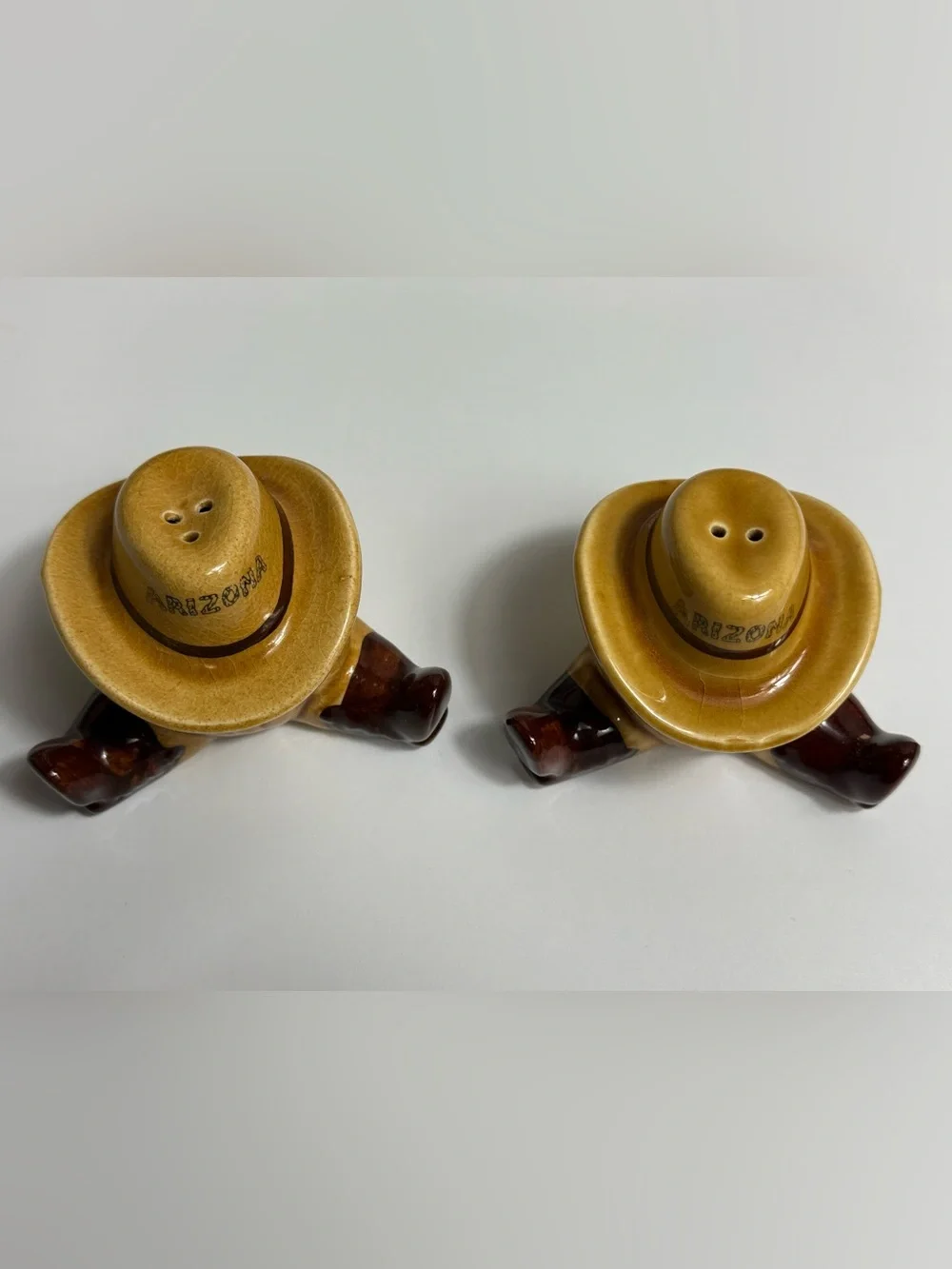Arizona Ceramic Cowboy Hat Boot Salt & Pepper Shakers - Yellow/Brown